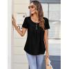 Zeagoo Women Tunic Tops Dressy Casual Summer Short Sleeve Shirts Floral Loose Fit Pleated Boho Top S-XXL(Black)