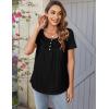 Zeagoo Women Tunic Tops Dressy Casual Summer Short Sleeve Shirts Floral Loose Fit Pleated Boho Top S-XXL(Black)