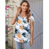 Zeagoo Women Tunic Tops Dressy Casual Summer Short Sleeve Shirts Floral Loose Fit Pleated Boho Top S-XXL(Dh637)
