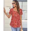 Zeagoo Women Tunic Tops Dressy Casual Summer Short Sleeve Shirts Floral Loose Fit Pleated Boho Top S-XXL(Jh590)