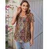 Zeagoo Women Tunic Tops Dressy Casual Summer Short Sleeve Shirts Floral Loose Fit Pleated Boho Top S-XXL(Mz721)