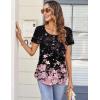 Zeagoo Women Tunic Tops Dressy Casual Summer Short Sleeve Shirts Floral Loose Fit Pleated Boho Top S-XXL(Sf31)