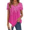 Zeagoo Women Tunic Tops Dressy Casual Summer Short Sleeve Shirts Floral Loose Fit Pleated Boho Top S-XXL(Xh405)