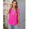 Zeagoo Women Tunic Tops Dressy Casual Summer Short Sleeve Shirts Floral Loose Fit Pleated Boho Top S-XXL(Xh405)