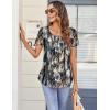 Zeagoo Women Tunic Tops Dressy Casual Summer Short Sleeve Shirts Floral Loose Fit Pleated Boho Top S-XXL(Zr220)