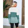 Zeagoo Women’s 2025 Fall Sweaters Casual Long Sleeve Crew Neck Ribbed Knit Side Slit Pullover Sweater(Green&white)
