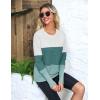 Zeagoo Women’s 2025 Fall Sweaters Casual Long Sleeve Crew Neck Ribbed Knit Side Slit Pullover Sweater(Green&white)