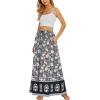 Zeagoo Women’s 2026 Boho Floral Skirt Casual Elastic High Waist Maxi Skirts Flowy A Line Beach Long Skirt with Side Pockets(Black Floral)