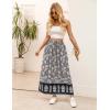Zeagoo Women’s 2026 Boho Floral Skirt Casual Elastic High Waist Maxi Skirts Flowy A Line Beach Long Skirt with Side Pockets(Black Floral)
