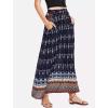 Zeagoo Women’s 2026 Boho Floral Skirt Casual Elastic High Waist Maxi Skirts Flowy A Line Beach Long Skirt with Side Pockets(Black Navy)