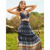 Zeagoo Women’s 2026 Boho Floral Skirt Casual Elastic High Waist Maxi Skirts Flowy A Line Beach Long Skirt with Side Pockets(Black Navy)