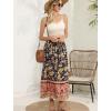 Zeagoo Women’s 2026 Boho Floral Skirt Casual Elastic High Waist Maxi Skirts Flowy A Line Beach Long Skirt with Side Pockets(Black Yellow)
