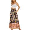 Zeagoo Women’s 2026 Boho Floral Skirt Casual Elastic High Waist Maxi Skirts Flowy A Line Beach Long Skirt with Side Pockets(Black Yellow)