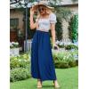Zeagoo Women’s 2026 Boho Floral Skirt Casual Elastic High Waist Maxi Skirts Flowy A Line Beach Long Skirt with Side Pockets(Blue Color)
