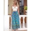 Zeagoo Women’s 2026 Boho Floral Skirt Casual Elastic High Waist Maxi Skirts Flowy A Line Beach Long Skirt with Side Pockets(Blue Pa29)