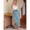 Zeagoo Women’s 2026 Boho Floral Skirt Casual Elastic High Waist Maxi Skirts Flowy A Line Beach Long Skirt with Side Pockets(Blue Pa29)