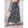 Zeagoo Women’s 2026 Boho Floral Skirt Casual Elastic High Waist Maxi Skirts Flowy A Line Beach Long Skirt with Side Pockets(Bohemian Navy)