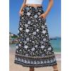 Zeagoo Women’s 2026 Boho Floral Skirt Casual Elastic High Waist Maxi Skirts Flowy A Line Beach Long Skirt with Side Pockets(Bohemian Navy)