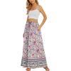 Zeagoo Women’s 2026 Boho Floral Skirt Casual Elastic High Waist Maxi Skirts Flowy A Line Beach Long Skirt with Side Pockets(Boho Purple Flower)