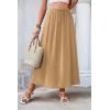Zeagoo Women’s 2026 Boho Floral Skirt Casual Elastic High Waist Maxi Skirts Flowy A Line Beach Long Skirt with Side Pockets(Camel)