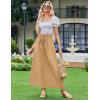 Zeagoo Women’s 2026 Boho Floral Skirt Casual Elastic High Waist Maxi Skirts Flowy A Line Beach Long Skirt with Side Pockets(Camel)