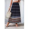 Zeagoo Women’s 2026 Boho Floral Skirt Casual Elastic High Waist Maxi Skirts Flowy A Line Beach Long Skirt with Side Pockets(Dark Blue)