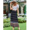 Zeagoo Women’s 2026 Boho Floral Skirt Casual Elastic High Waist Maxi Skirts Flowy A Line Beach Long Skirt with Side Pockets(Dark Blue)