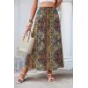Zeagoo Women’s 2026 Boho Floral Skirt Casual Elastic High Waist Maxi Skirts Flowy A Line Beach Long Skirt with Side Pockets(Ethnic)