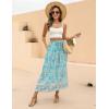 Zeagoo Women’s 2026 Boho Floral Skirt Casual Elastic High Waist Maxi Skirts Flowy A Line Beach Long Skirt with Side Pockets(Light Blue)