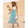 Zeagoo Women’s 2026 Boho Floral Skirt Casual Elastic High Waist Maxi Skirts Flowy A Line Beach Long Skirt with Side Pockets(Light Blue)
