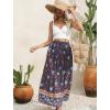 Zeagoo Women’s 2026 Boho Floral Skirt Casual Elastic High Waist Maxi Skirts Flowy A Line Beach Long Skirt with Side Pockets(Multicolor)