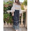 Zeagoo Women’s 2026 Boho Floral Skirt Casual Elastic High Waist Maxi Skirts Flowy A Line Beach Long Skirt with Side Pockets(Navy Blue)