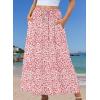 Zeagoo Women’s 2026 Boho Floral Skirt Casual Elastic High Waist Maxi Skirts Flowy A Line Beach Long Skirt with Side Pockets(Orange Pink White)