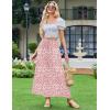 Zeagoo Women’s 2026 Boho Floral Skirt Casual Elastic High Waist Maxi Skirts Flowy A Line Beach Long Skirt with Side Pockets(Orange Pink White)