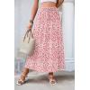 Zeagoo Women’s 2026 Boho Floral Skirt Casual Elastic High Waist Maxi Skirts Flowy A Line Beach Long Skirt with Side Pockets(Orange Pink White)
