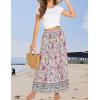 Zeagoo Women’s 2026 Boho Floral Skirt Casual Elastic High Waist Maxi Skirts Flowy A Line Beach Long Skirt with Side Pockets(Purple)