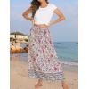 Zeagoo Women’s 2026 Boho Floral Skirt Casual Elastic High Waist Maxi Skirts Flowy A Line Beach Long Skirt with Side Pockets(Purple)