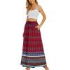Zeagoo Women’s 2026 Boho Floral Skirt Casual Elastic High Waist Maxi Skirts Flowy A Line Beach Long Skirt with Side Pockets(Red)
