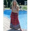 Zeagoo Women’s 2026 Boho Floral Skirt Casual Elastic High Waist Maxi Skirts Flowy A Line Beach Long Skirt with Side Pockets(Red)