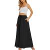 Zeagoo Women’s 2026 Boho Floral Skirt Casual Elastic High Waist Maxi Skirts Flowy A Line Beach Long Skirt with Side Pockets(Solid Black)
