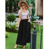 Zeagoo Women’s 2026 Boho Floral Skirt Casual Elastic High Waist Maxi Skirts Flowy A Line Beach Long Skirt with Side Pockets(Solid Black)