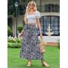 Zeagoo Women’s 2026 Boho Floral Skirt Casual Elastic High Waist Maxi Skirts Flowy A Line Beach Long Skirt with Side Pockets(Tibetan Khaki)