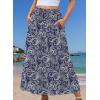 Zeagoo Women’s 2026 Boho Floral Skirt Casual Elastic High Waist Maxi Skirts Flowy A Line Beach Long Skirt with Side Pockets(Tibetan Khaki)