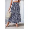 Zeagoo Women’s 2026 Boho Floral Skirt Casual Elastic High Waist Maxi Skirts Flowy A Line Beach Long Skirt with Side Pockets(Tibetan Khaki)