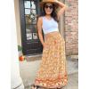 Zeagoo Women’s 2026 Boho Floral Skirt Casual Elastic High Waist Maxi Skirts Flowy A Line Beach Long Skirt with Side Pockets(Yellow Floral)