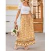 Zeagoo Women’s 2026 Boho Floral Skirt Casual Elastic High Waist Maxi Skirts Flowy A Line Beach Long Skirt with Side Pockets(Yellow Floral)
