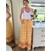 Zeagoo Women’s 2026 Boho Floral Skirt Casual Elastic High Waist Maxi Skirts Flowy A Line Beach Long Skirt with Side Pockets(Yellow Floral)