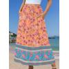 Zeagoo Women’s 2026 Boho Floral Skirt Casual Elastic High Waist Maxi Skirts Flowy A Line Beach Long Skirt with Side Pockets(Yellow-green)