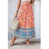 Zeagoo Women’s 2026 Boho Floral Skirt Casual Elastic High Waist Maxi Skirts Flowy A Line Beach Long Skirt with Side Pockets(Yellow-green)