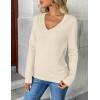 Zeagoo Women’s 2026 Fall V Neck Sweater Trendy Long Sleeve Casual Lightweight Ribbed Knit Pullover Tops(Apricot)